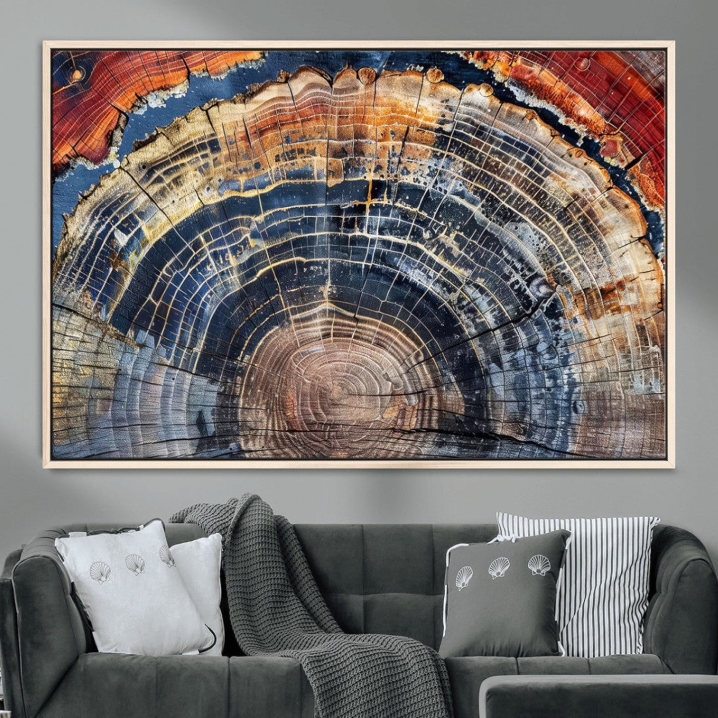 Tree Rings Wall Art Canvas Print – Framed Petrified Wood