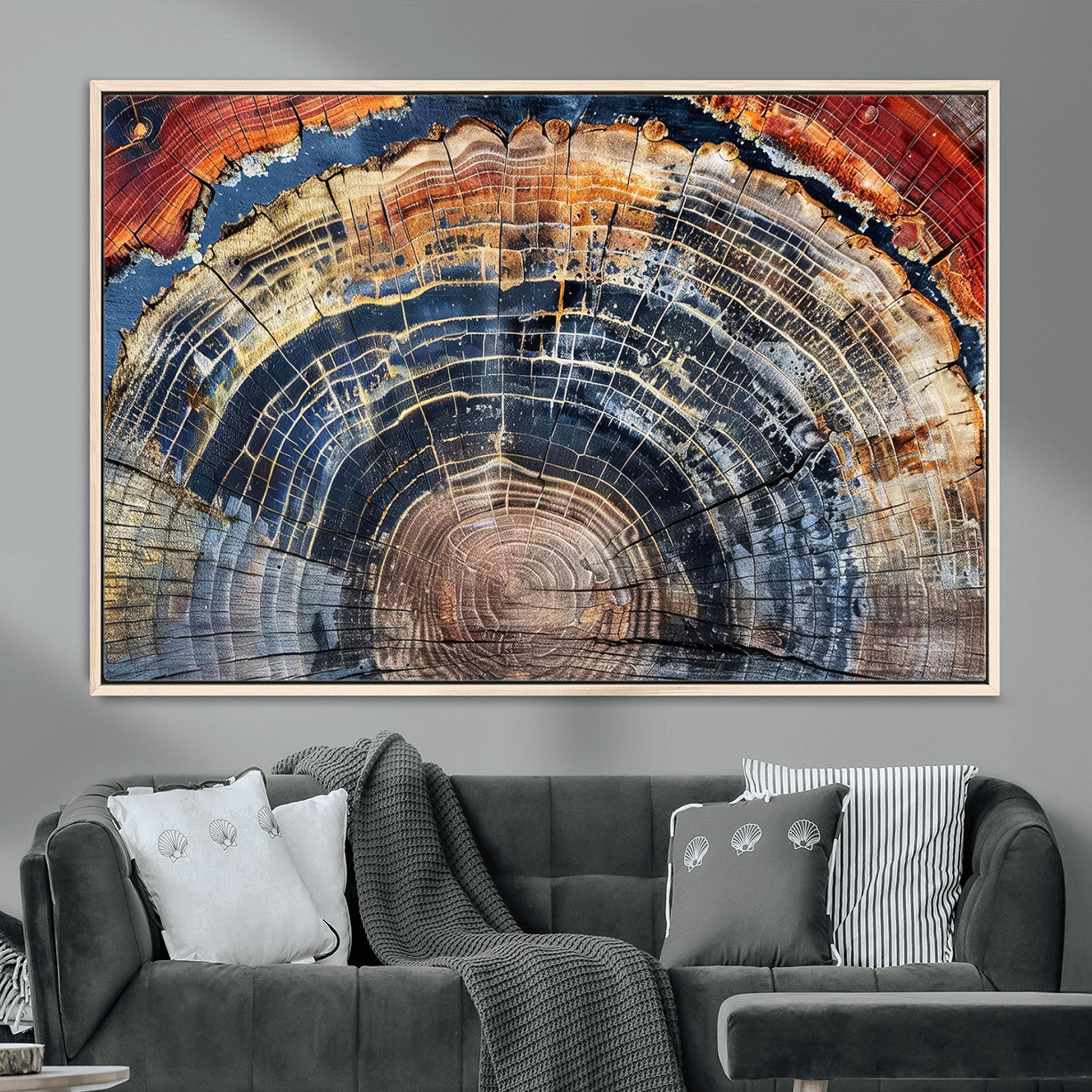 Tree Rings Wall Art Canvas Print – Framed Wood Art Picture