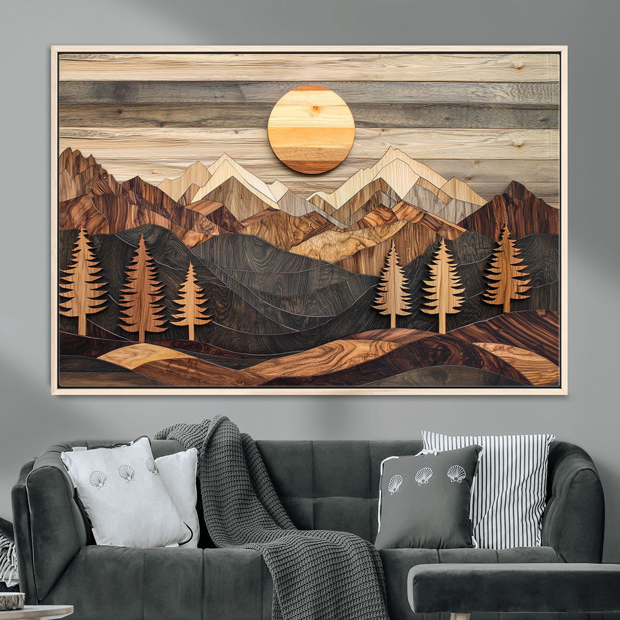Wood Mountain Wall Art Canvas Print – Layered Forest and