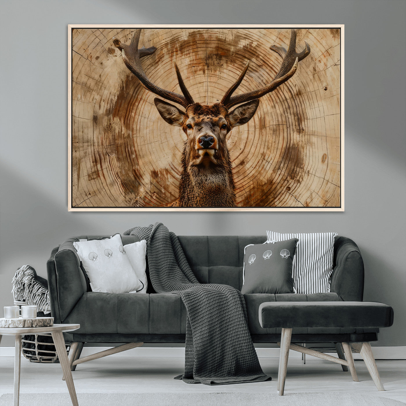 Wood Abstract Deer Wall Art | Rustic Wildlife Canvas Print |