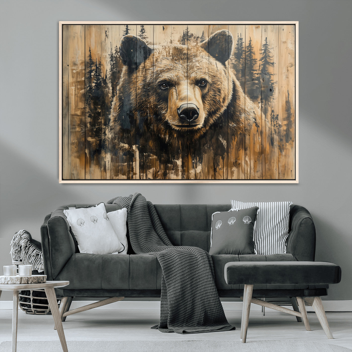 Majestic Grizzly 399 Bear Wall Art | 3-Panel Rustic Canvas