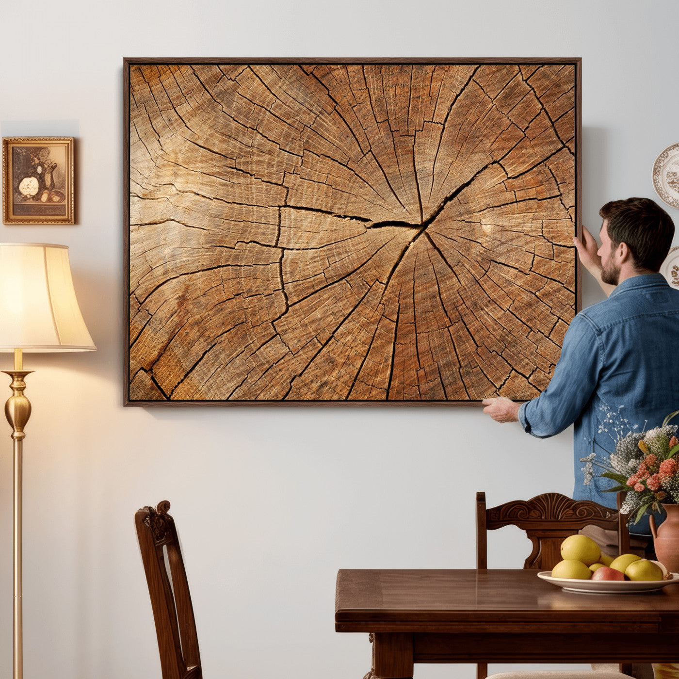 Tree Ring Canvas Art, Rustic Wood Grain Wall Art, Tree Slice