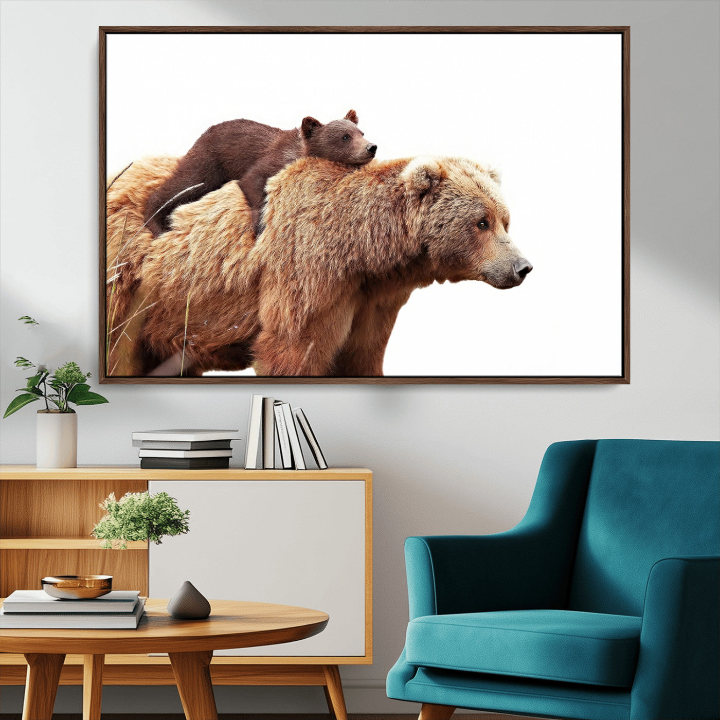 Mother and Baby Bear Canvas Wall Art - Adorable Wildlife