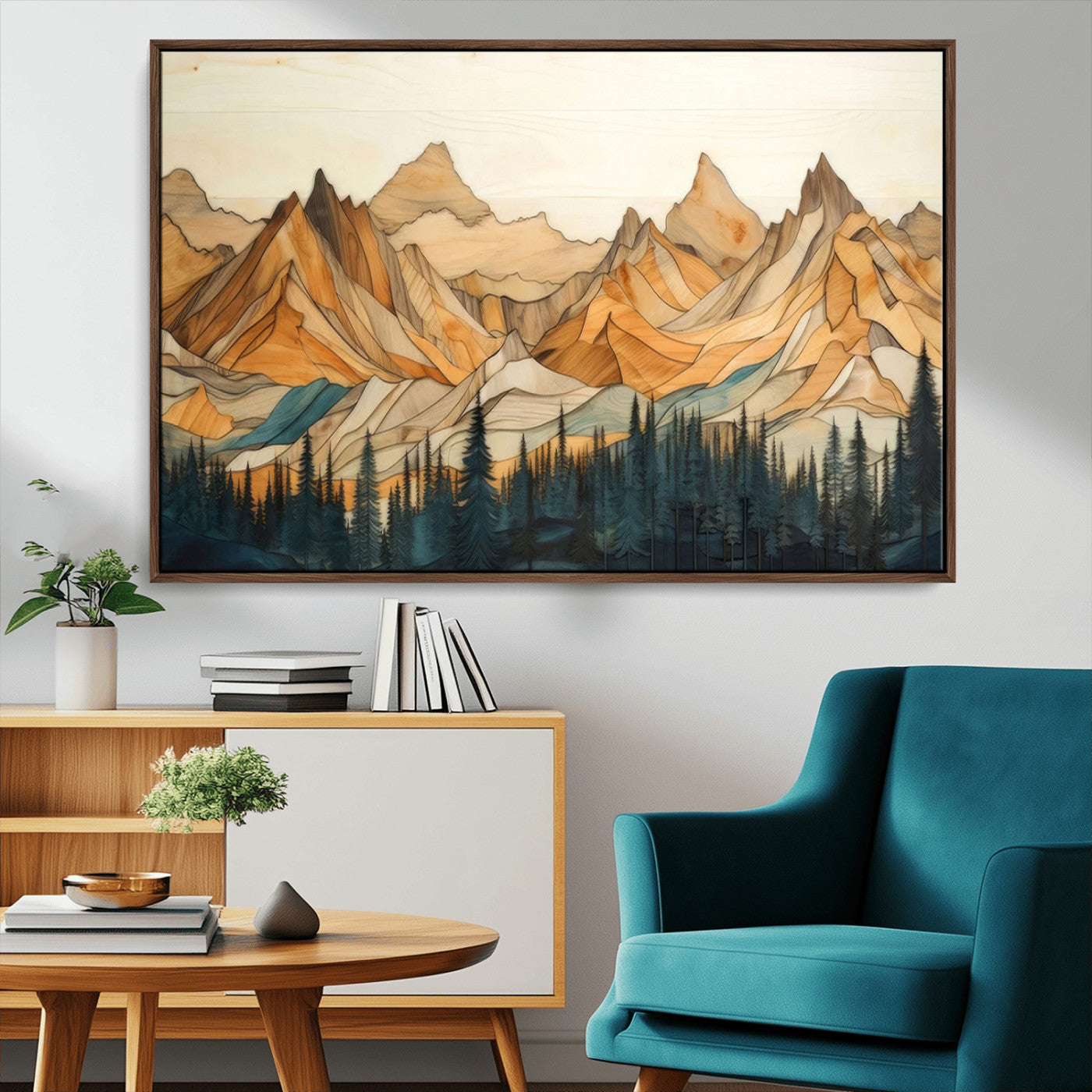 Rustic Wood Mountain Wall Art Print | Triptych Giclee Print