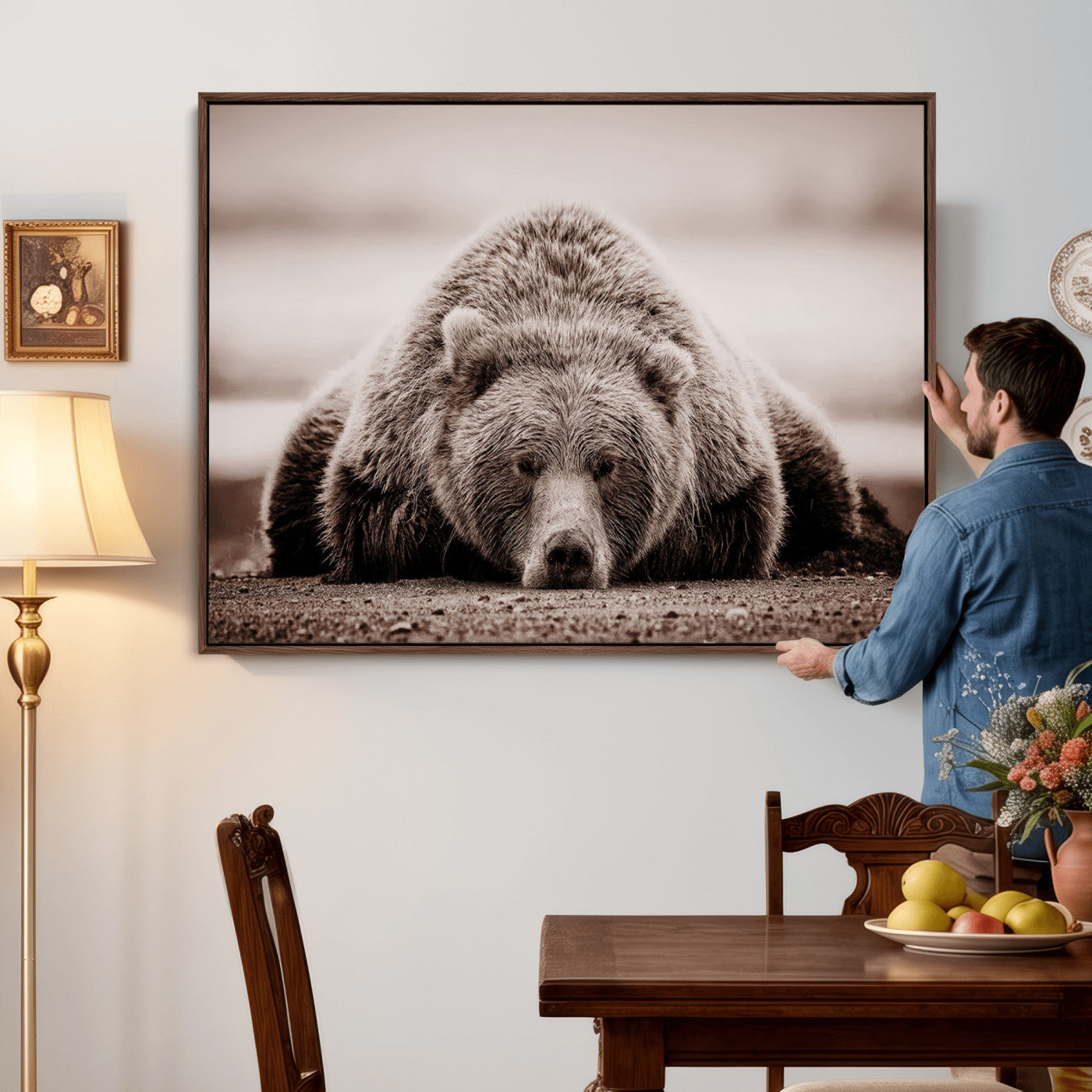 Grizzly Bear Wall Art Print - Bear Canvas Wall Art - Rustic
