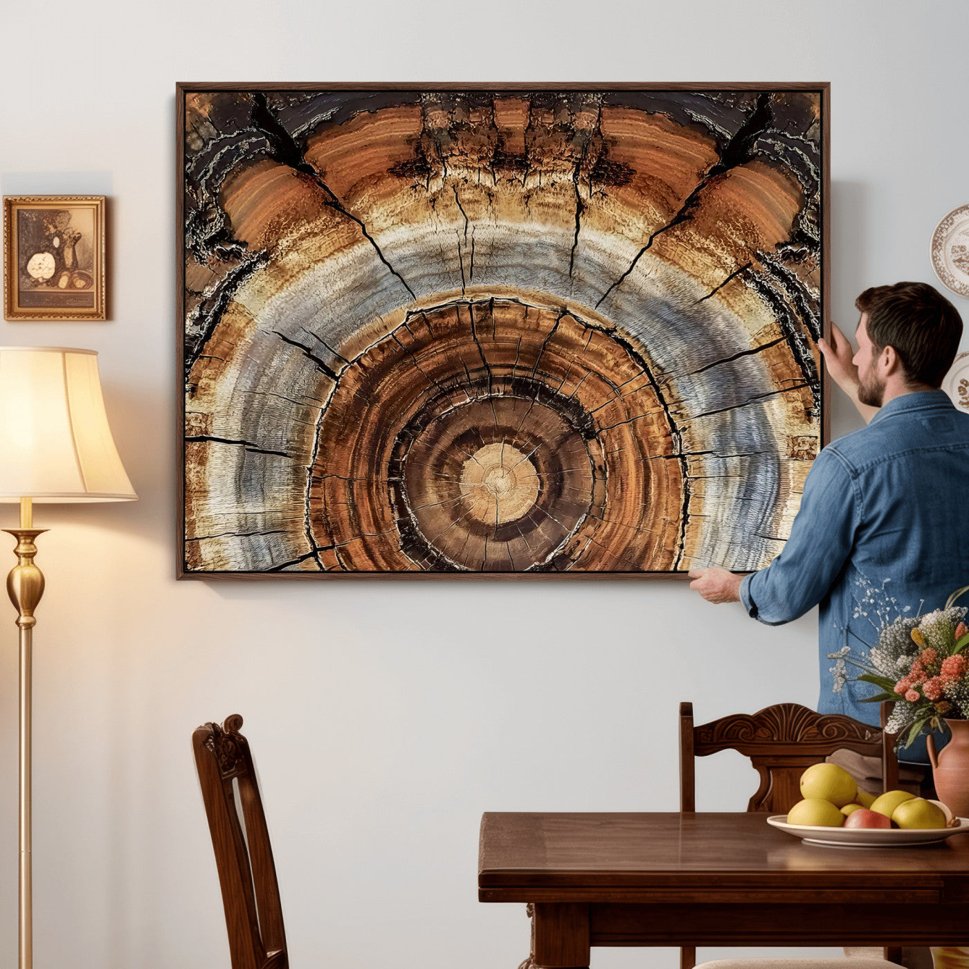 Tree Rings Wall Art Canvas Print – Rustic Wood Texture