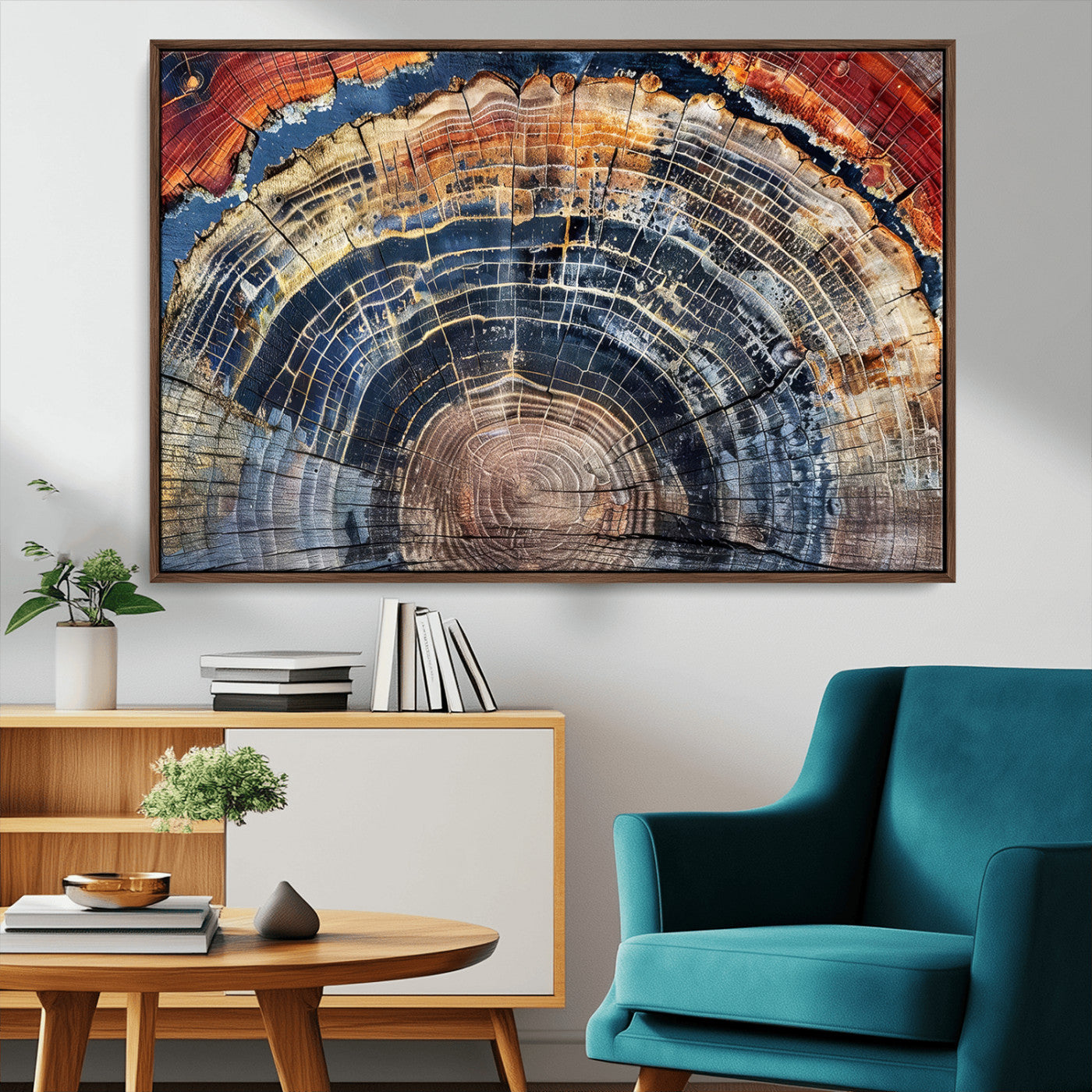 Tree Rings Wall Art Canvas Print – Framed Petrified Wood