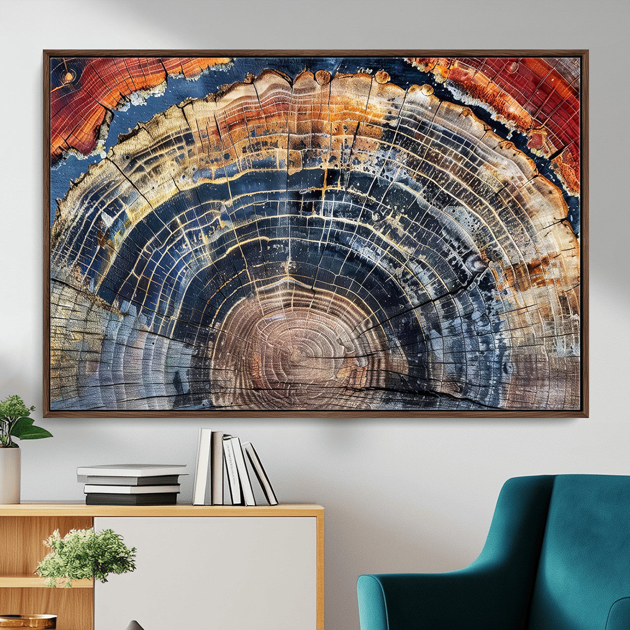 Tree Rings Wall Art Canvas Print – Framed Wood Art Picture