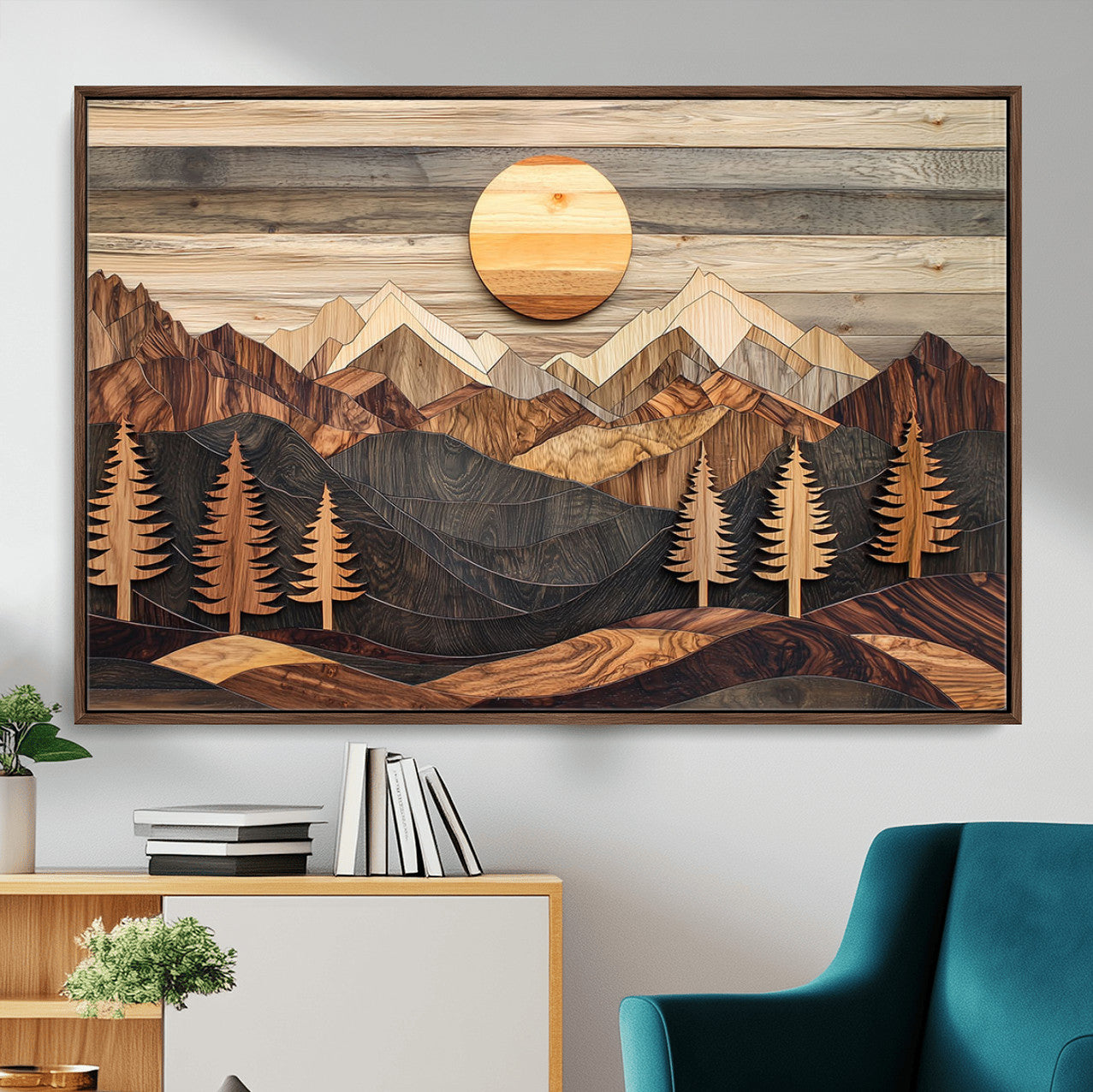 Wood Mountain Wall Art Canvas Print – Layered Forest and
