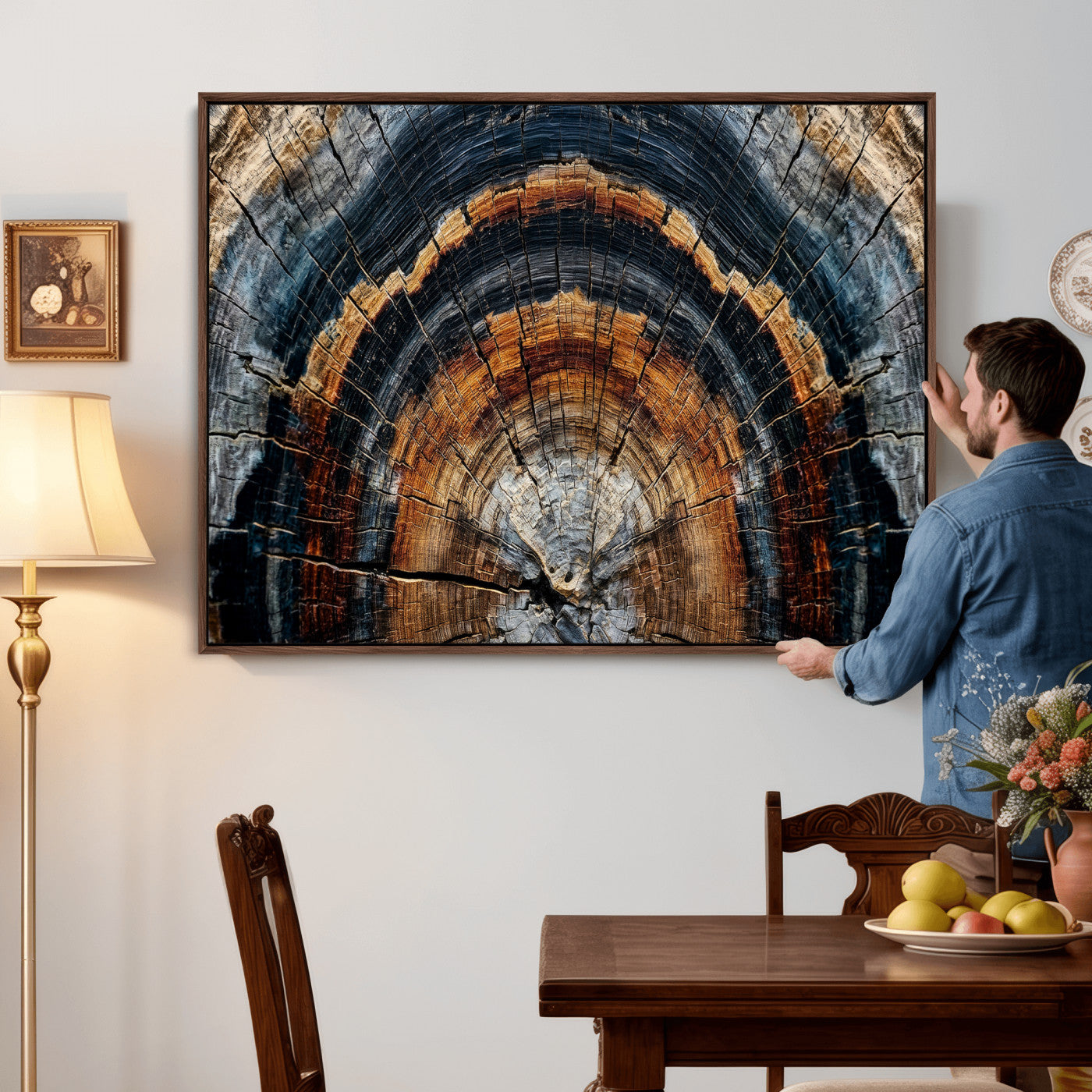 Abstract Wood Grain Canvas Print, Tree Ring Pattern Wall