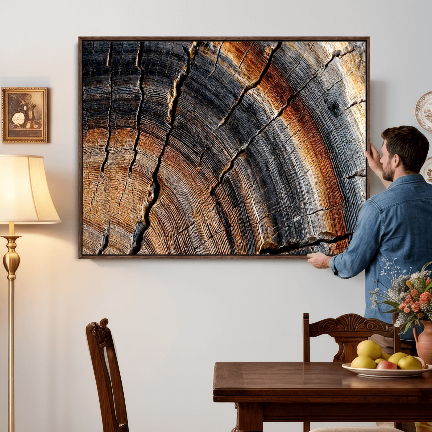 Abstract Tree Ring Wall Art Print – Natural Rustic Wood