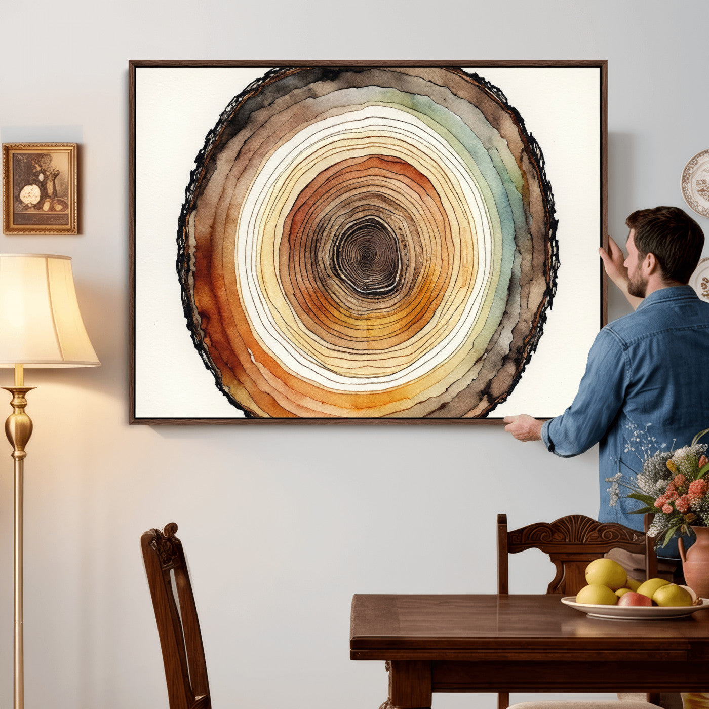 Natural Wood Slice Wall Art Canvas Print, Tree Ring Wall
