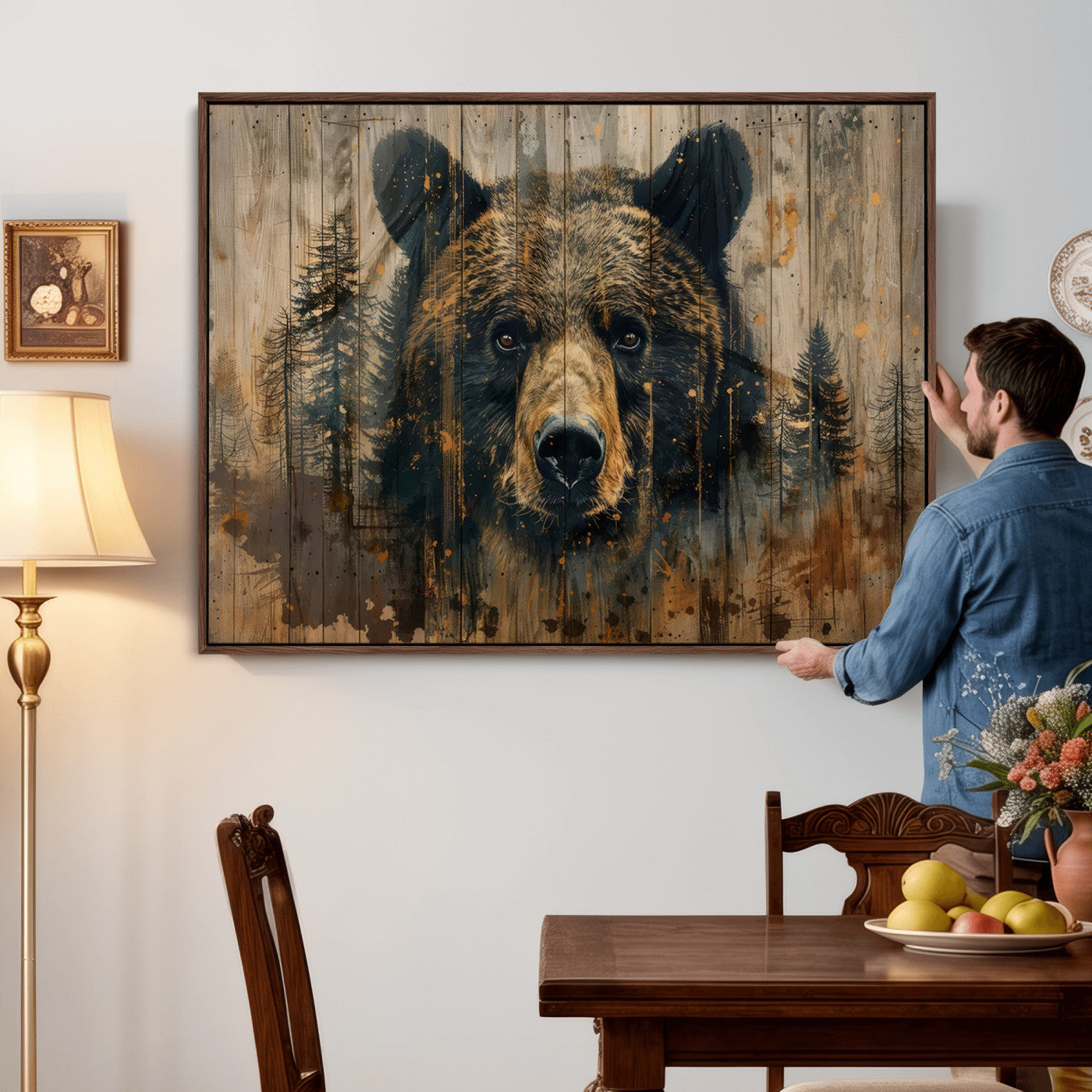 Abstract 399 Bear Wall Art | Rustic Cabin Wall Decor with