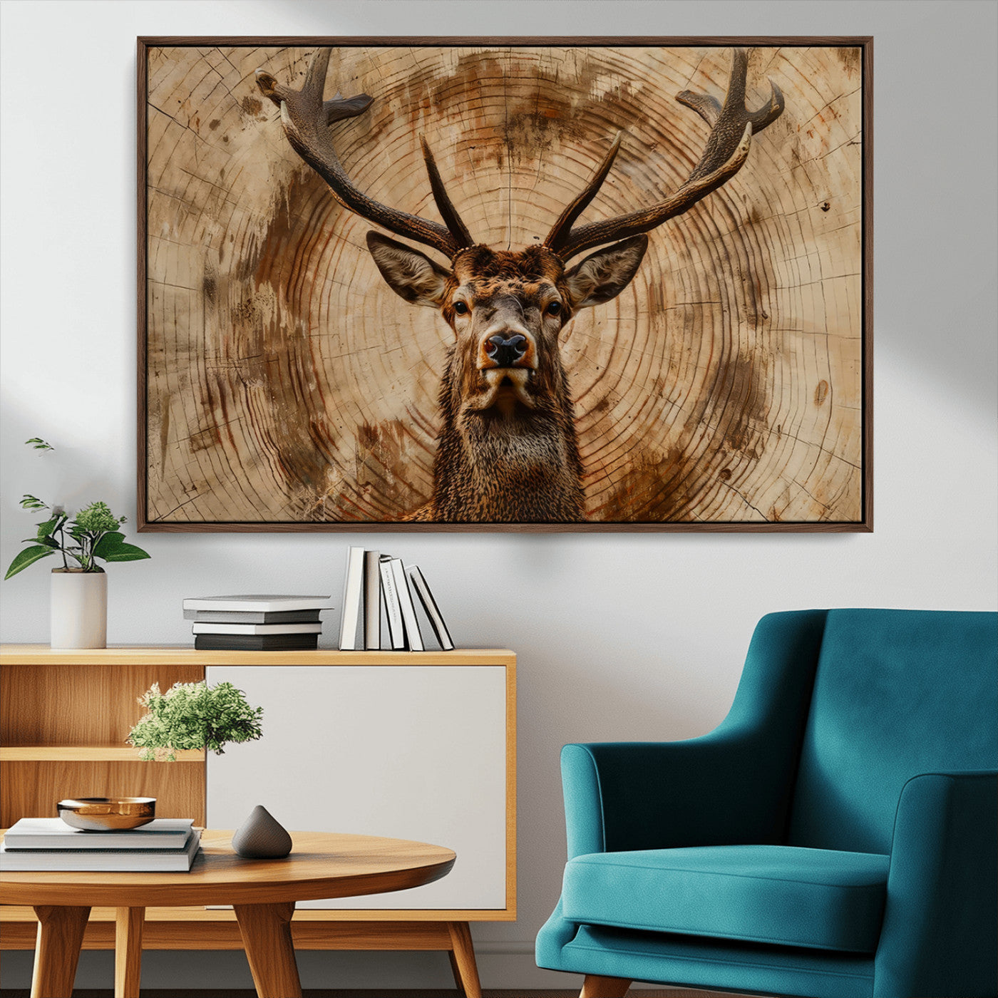 Wood Abstract Deer Wall Art | Rustic Wildlife Canvas Print |