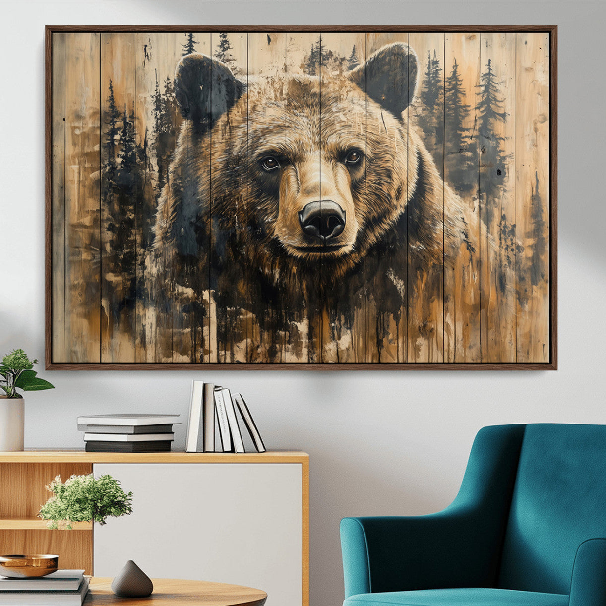 Majestic Grizzly 399 Bear Wall Art | 3-Panel Rustic Canvas