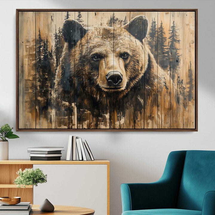 Majestic Grizzly 399 Bear Wall Art | 3-Panel Rustic Canvas