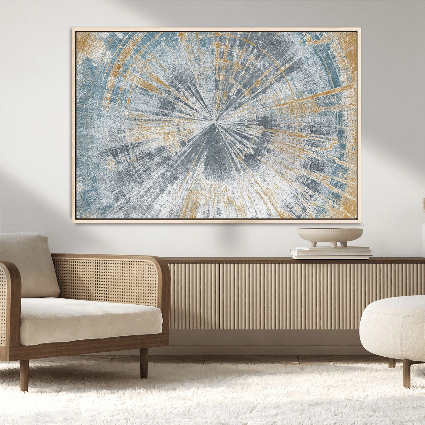 Radiant Abstract Wood Rings Canvas Art – Modern Triptych
