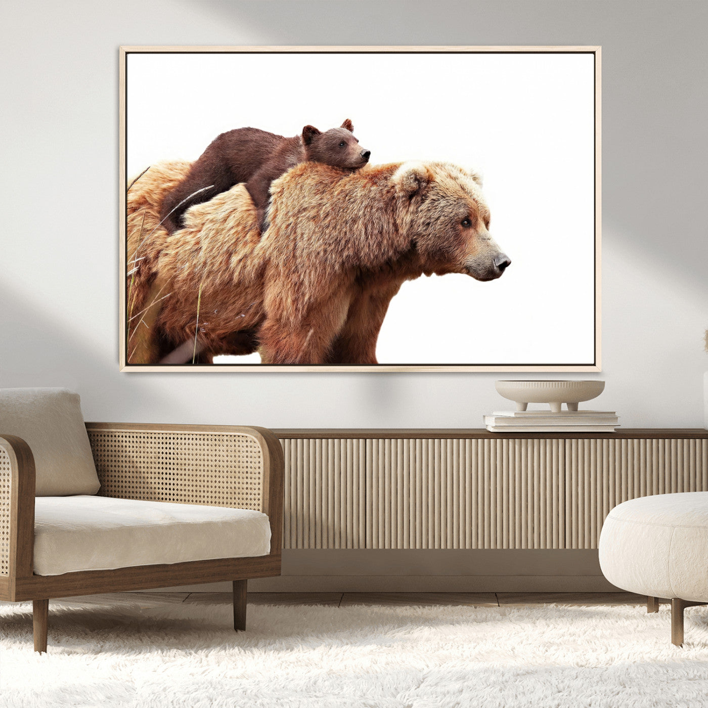 Mother and Baby Bear Canvas Wall Art - Adorable Wildlife