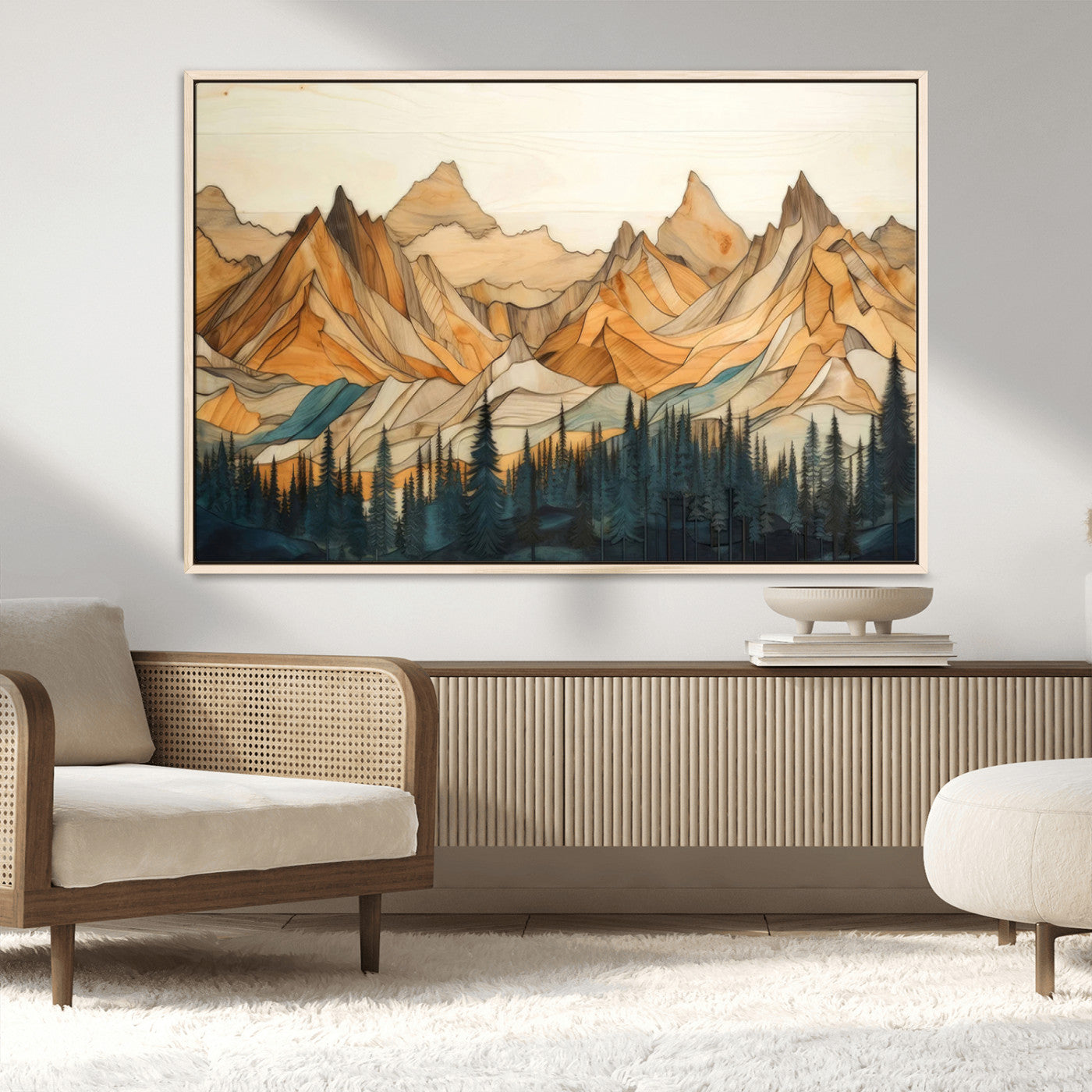 Rustic Wood Mountain Wall Art Print | Triptych Giclee Print