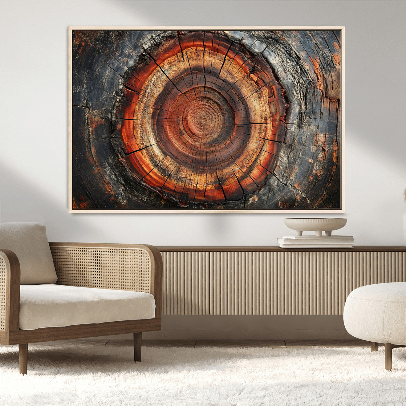Wood Grain Canvas Wall Art - Framed Abstract Tree Ring