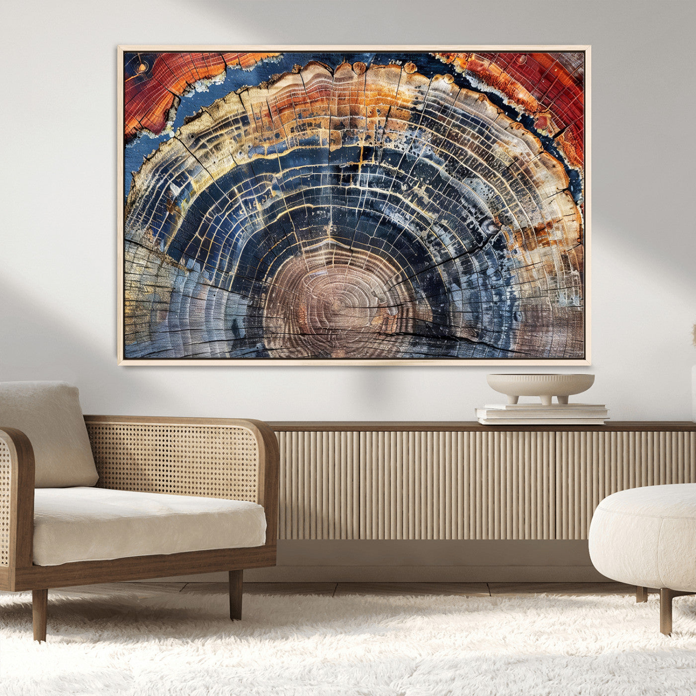 Tree Rings Wall Art Canvas Print – Framed Petrified Wood