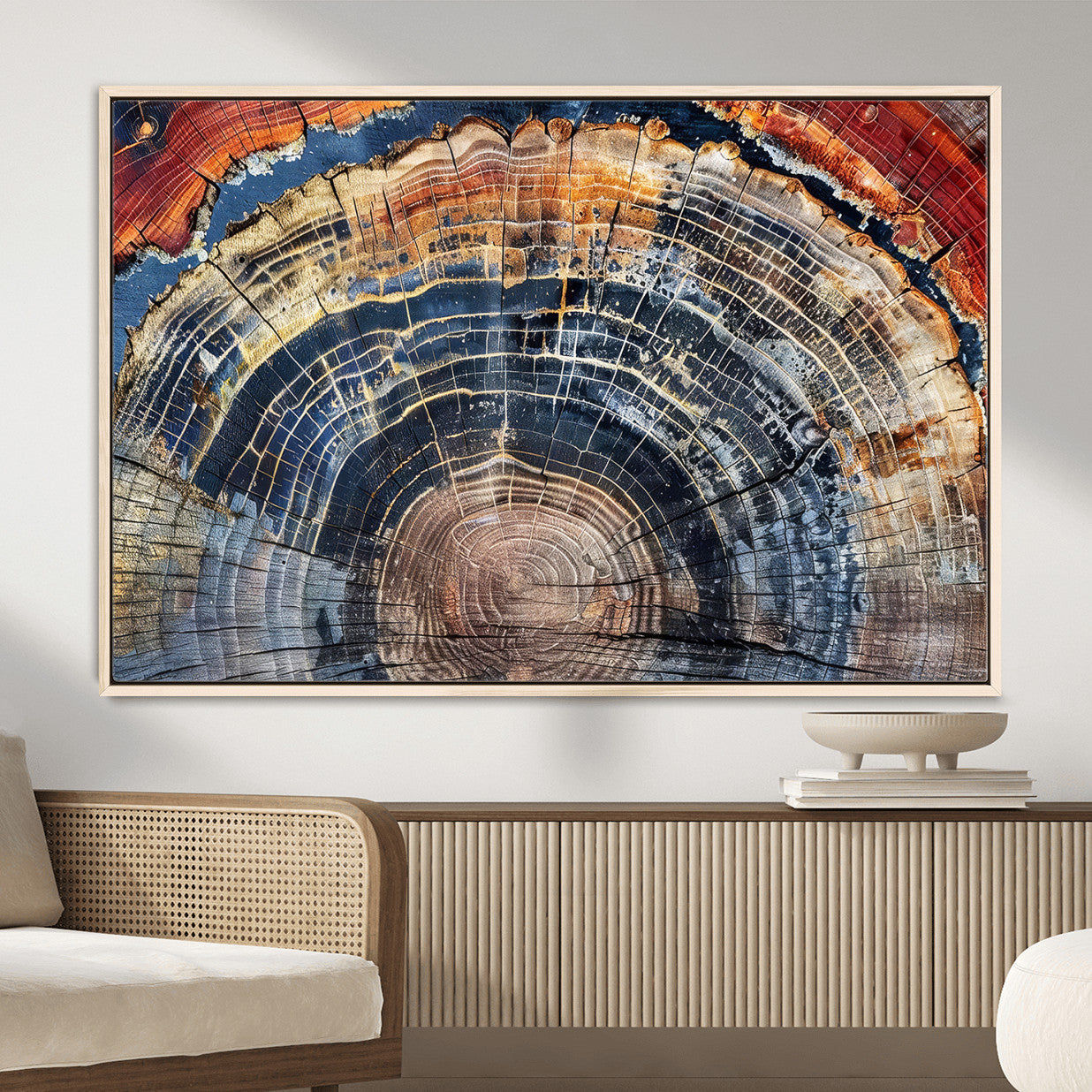 Tree Rings Wall Art Canvas Print – Framed Wood Art Picture