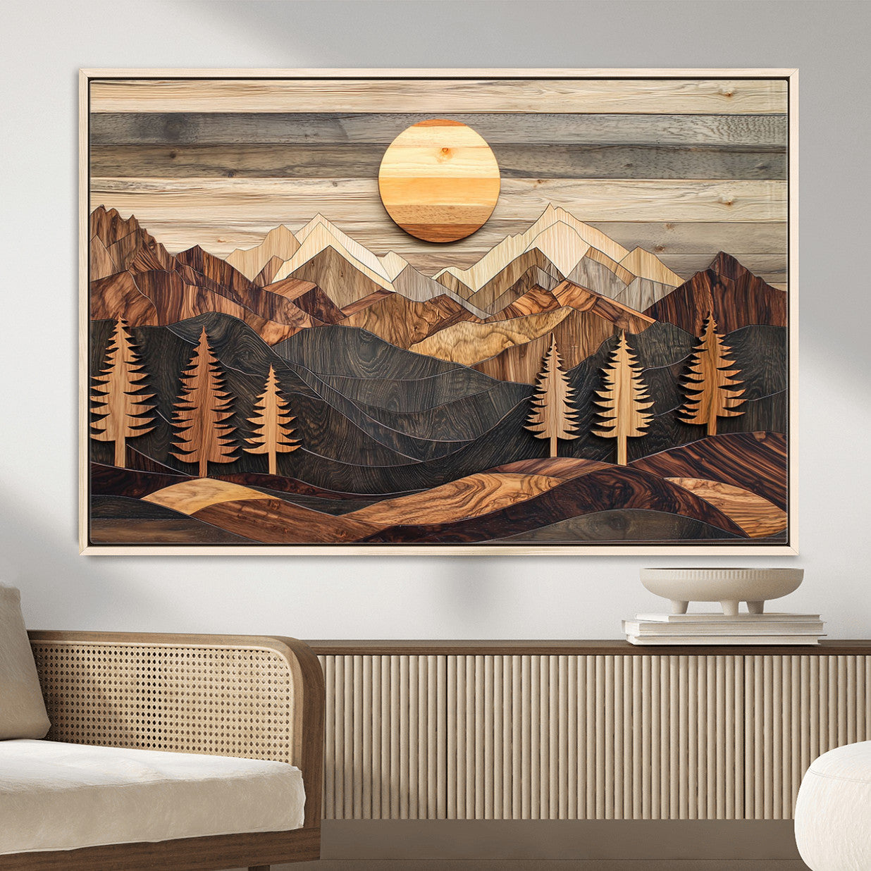 Wood Mountain Wall Art Canvas Print – Layered Forest and