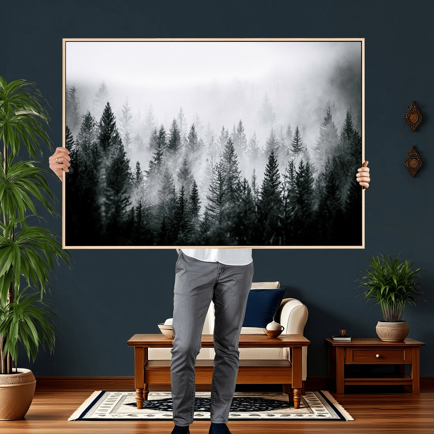 Foggy Forest Wall Art Canvas Print – Mountain Woodland