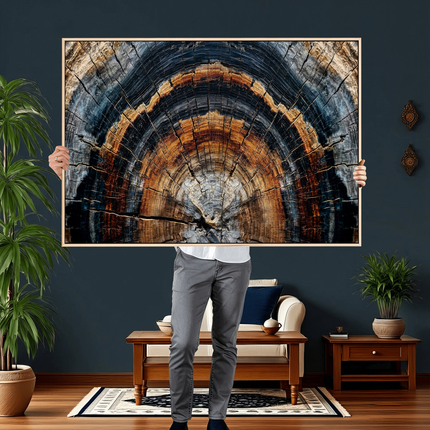 Abstract Wood Grain Canvas Print, Tree Ring Pattern Wall