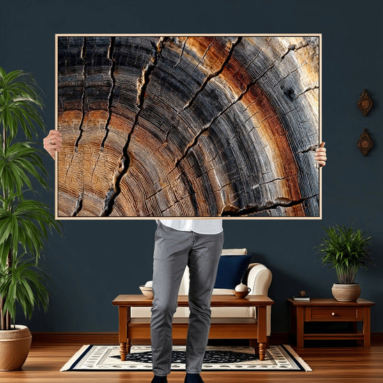 Abstract Tree Ring Wall Art Print – Natural Rustic Wood