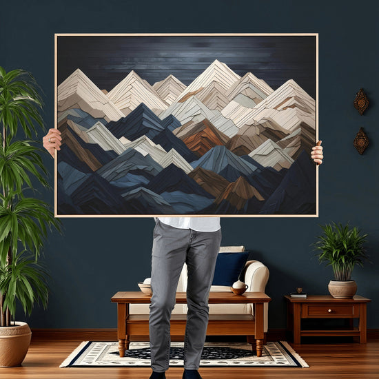 Wood Mountain Wall Art | Mountain Canvas Print Wood Decor |