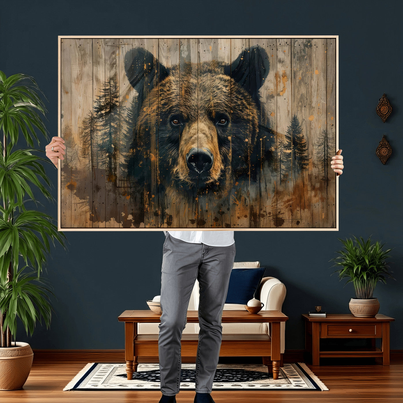 Abstract 399 Bear Wall Art | Rustic Cabin Wall Decor with