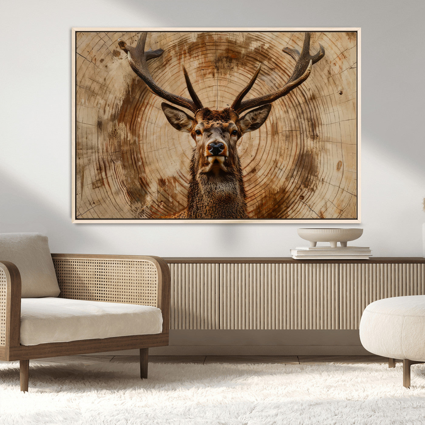 Wood Abstract Deer Wall Art | Rustic Wildlife Canvas Print |