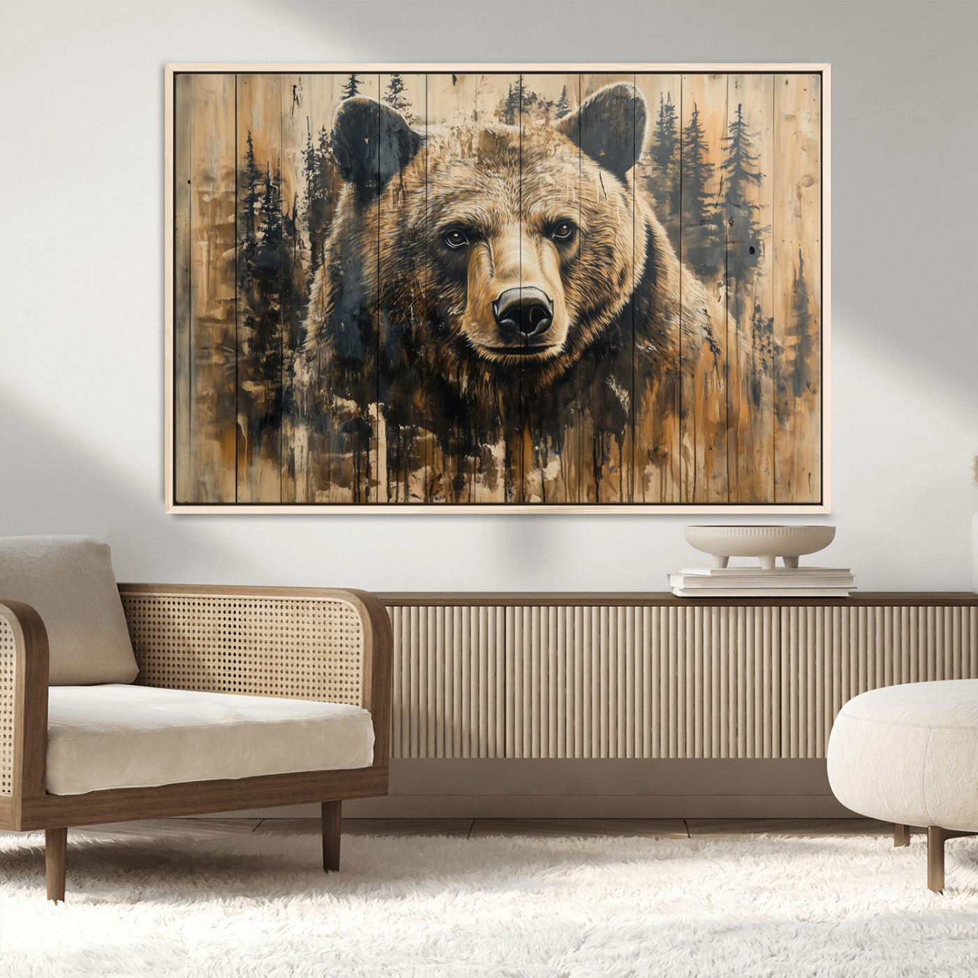 Majestic Grizzly 399 Bear Wall Art | 3-Panel Rustic Canvas