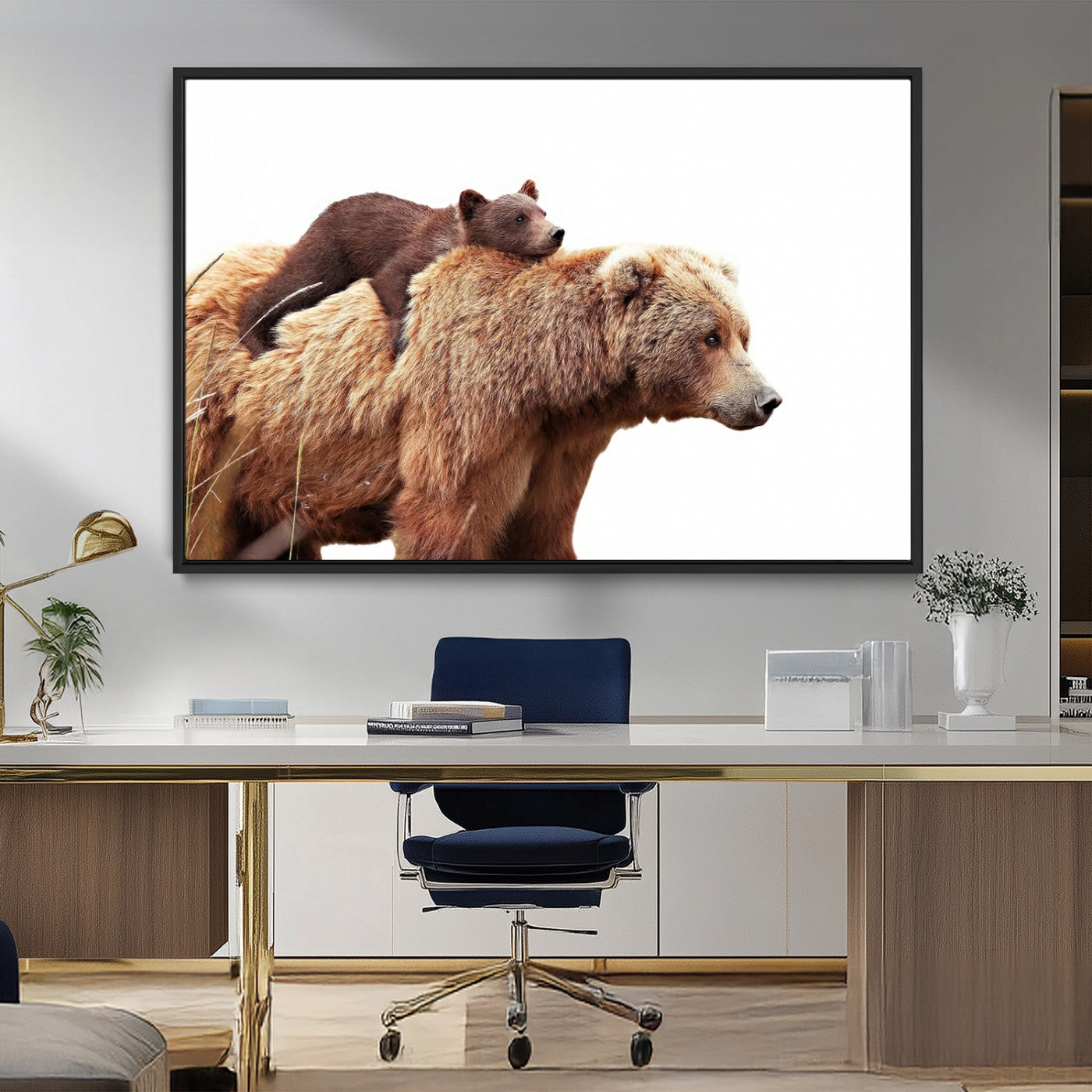 Mother and Baby Bear Canvas Wall Art - Adorable Wildlife