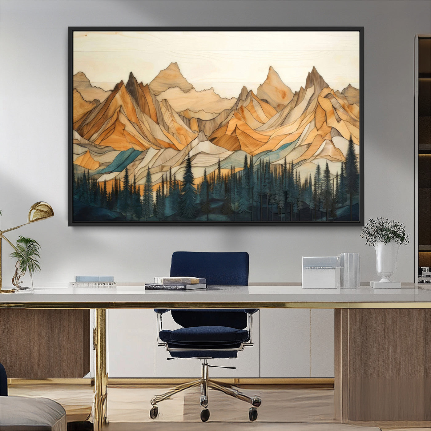 Rustic Wood Mountain Wall Art Print | Triptych Giclee Print
