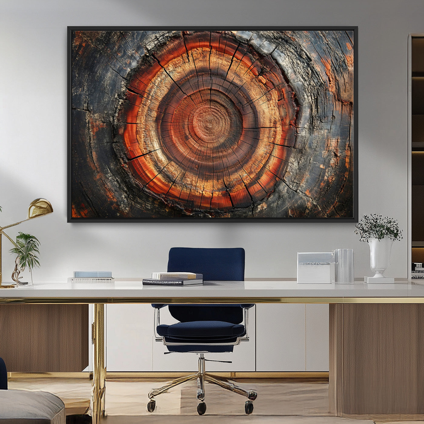 Wood Grain Canvas Wall Art - Framed Abstract Tree Ring