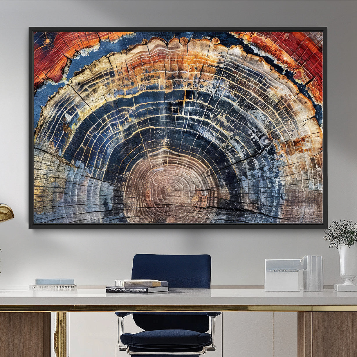 Tree Rings Wall Art Canvas Print – Framed Wood Art Picture
