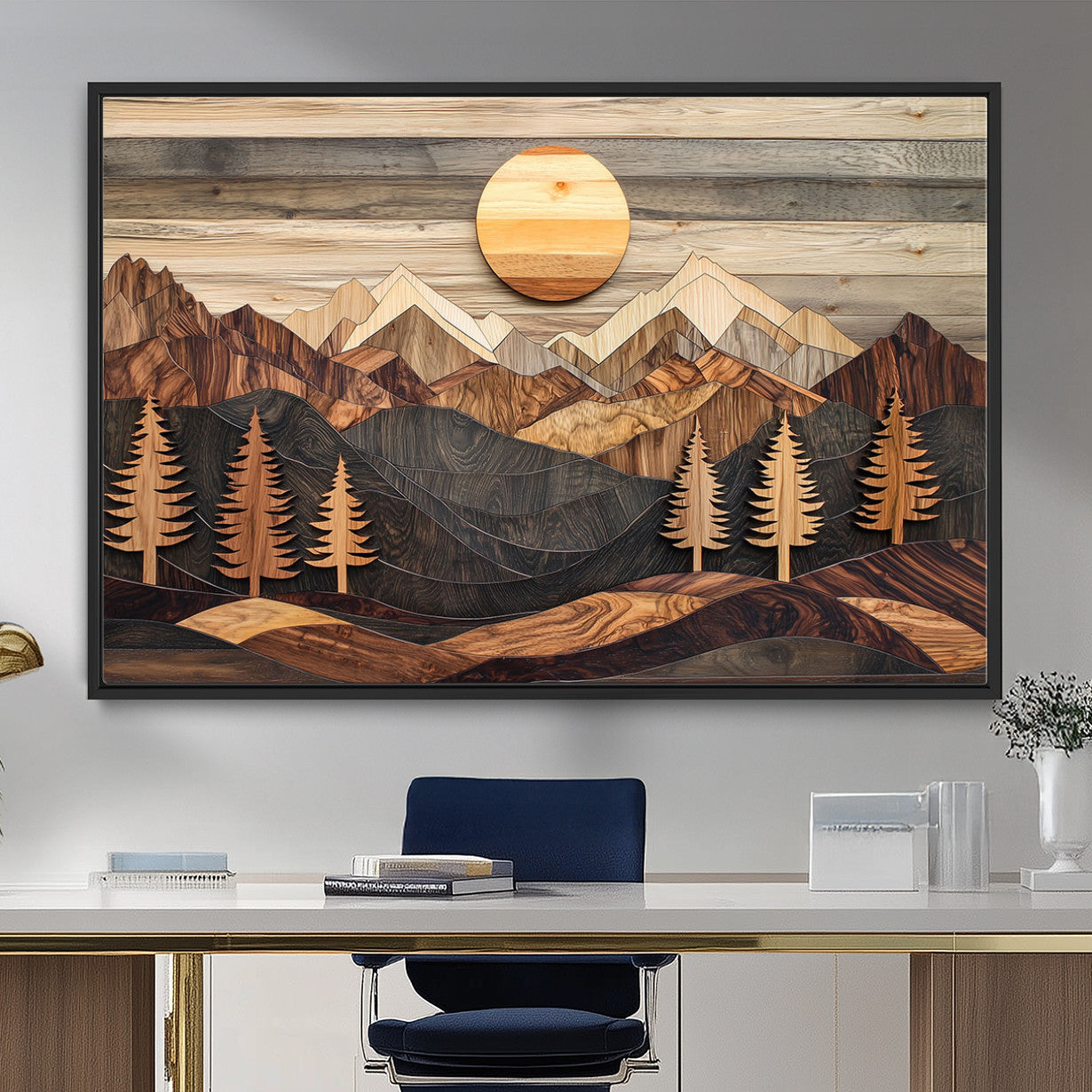 Wood Mountain Wall Art Canvas Print – Layered Forest and