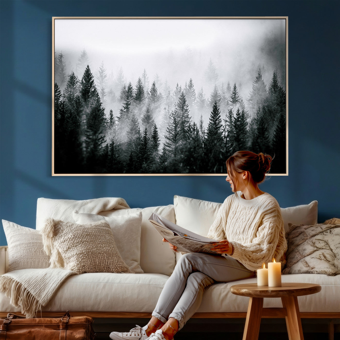 Foggy Forest Wall Art Canvas Print – Mountain Woodland