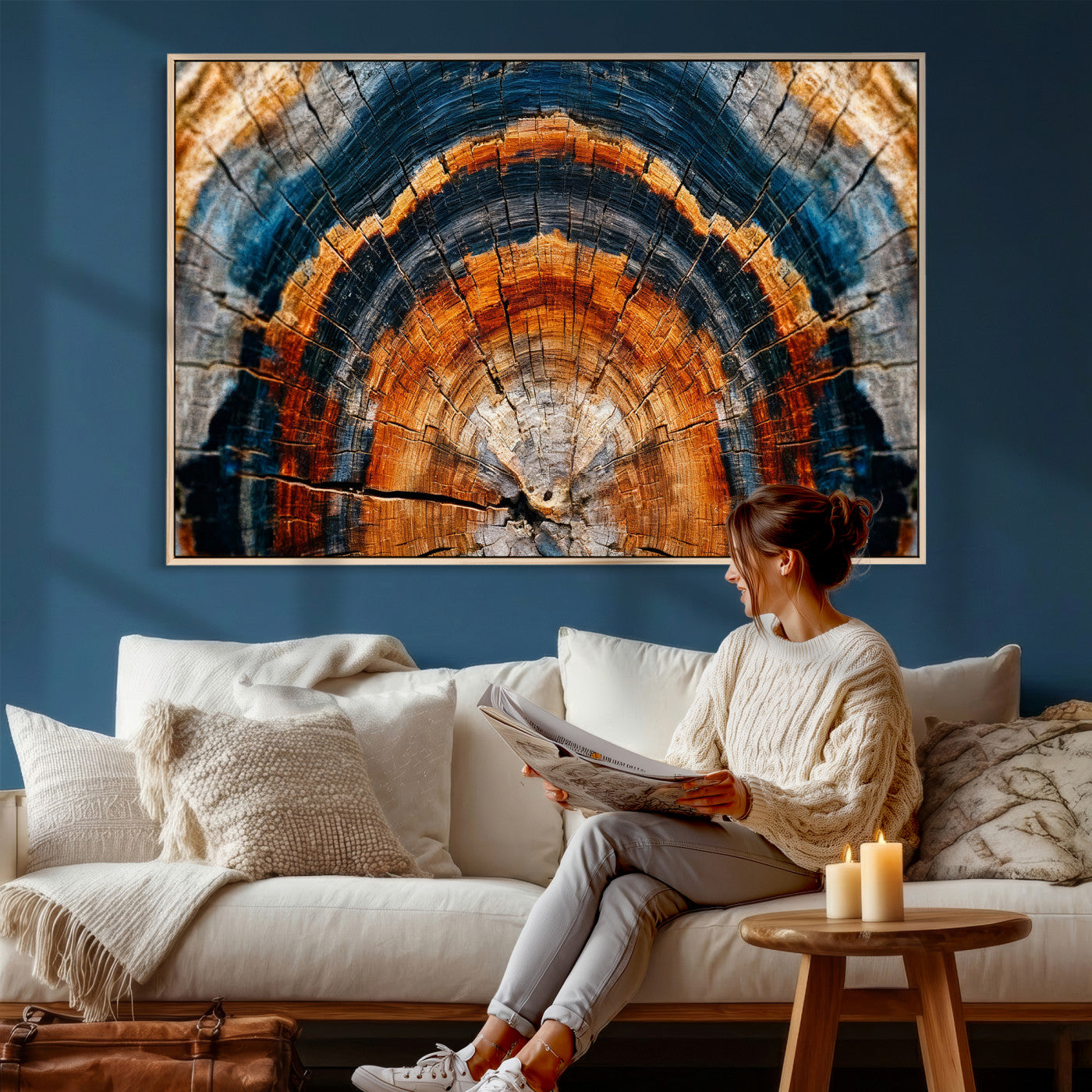 Abstract Wood Grain Canvas Print, Tree Ring Pattern Wall
