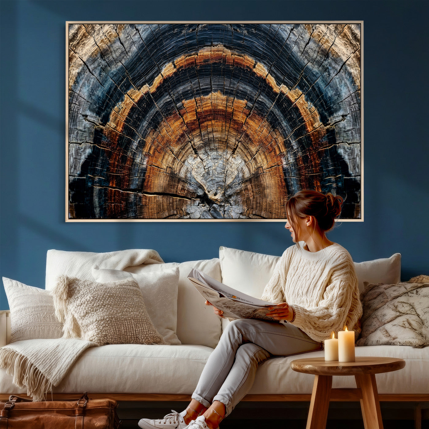 Abstract Wood Grain Canvas Print, Tree Ring Pattern Wall
