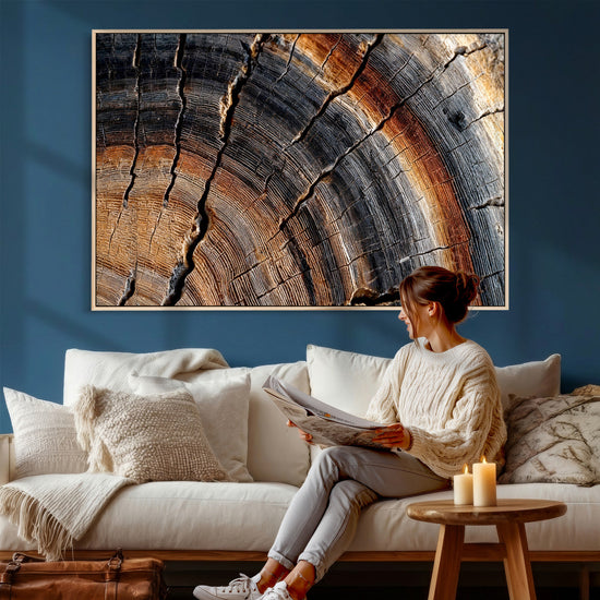 Abstract Tree Ring Wall Art Print – Natural Rustic Wood