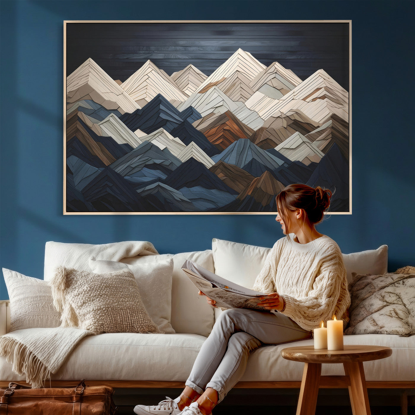 Wood Mountain Wall Art | Mountain Canvas Print Wood Decor |