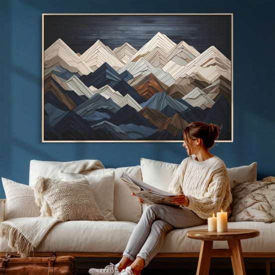 Wood Mountain Wall Art | Mountain Canvas Print Wood Decor |