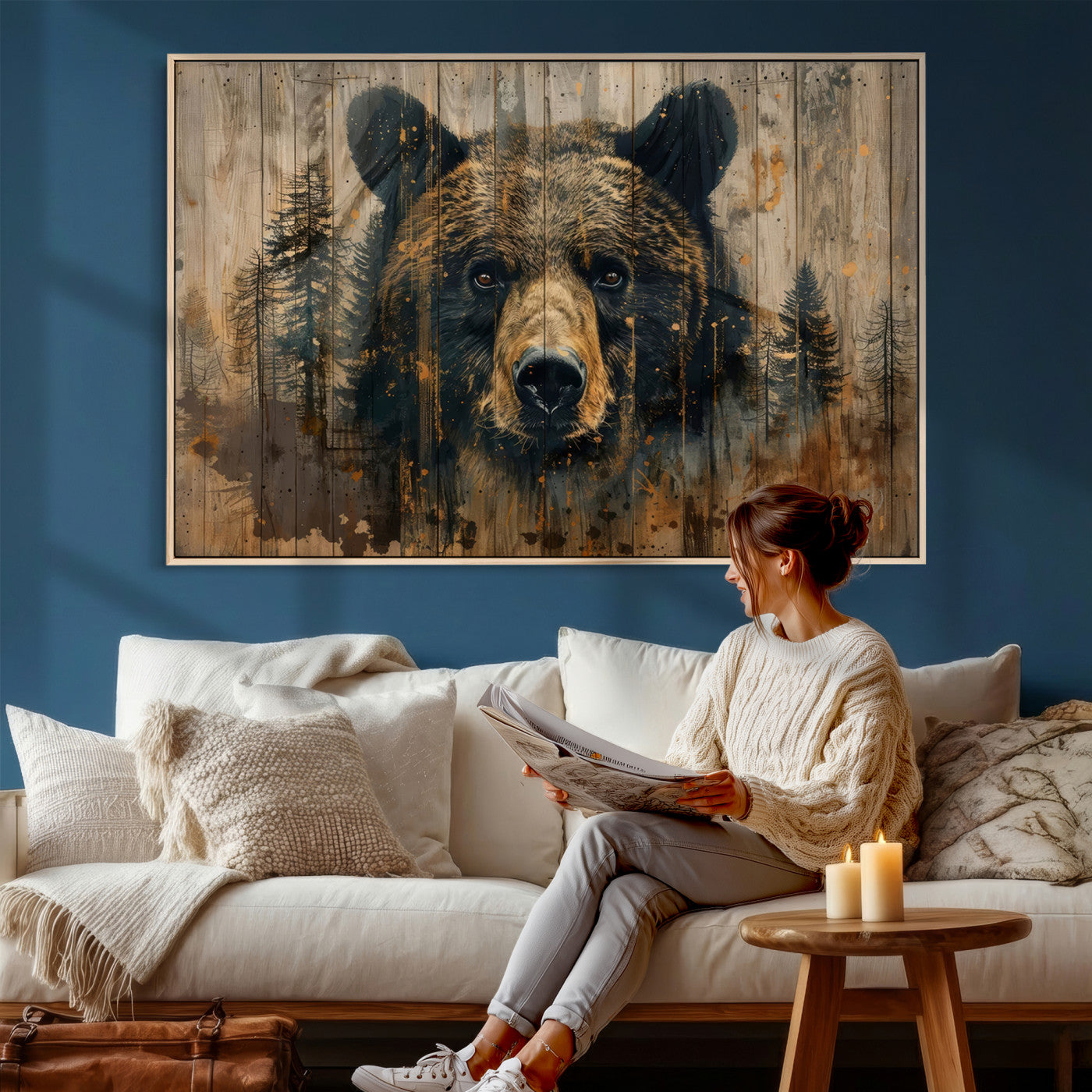 Abstract 399 Bear Wall Art | Rustic Cabin Wall Decor with
