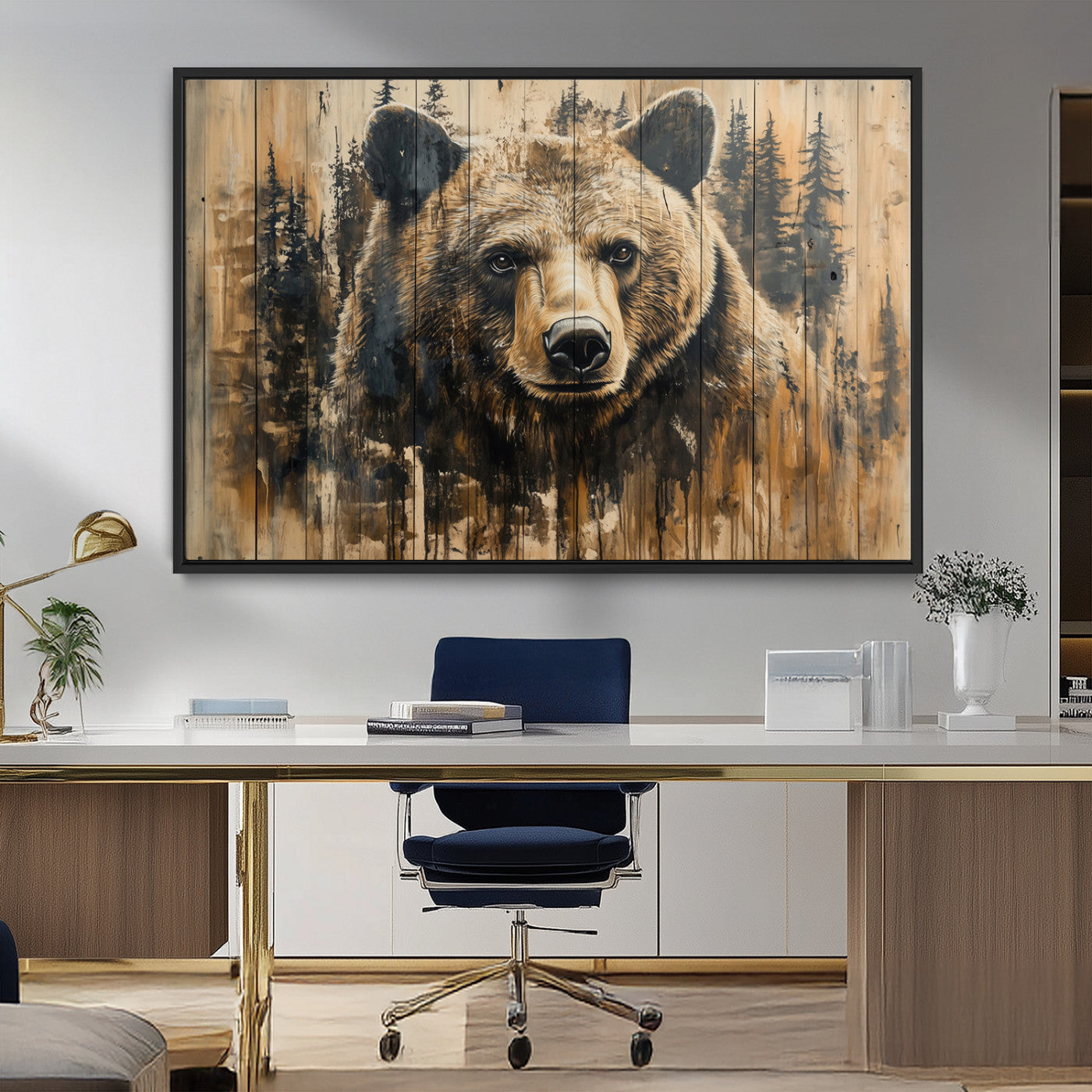 Majestic Grizzly 399 Bear Wall Art | 3-Panel Rustic Canvas