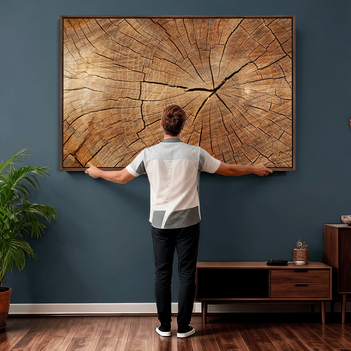 Tree Ring Canvas Art, Rustic Wood Grain Wall Art, Tree Slice