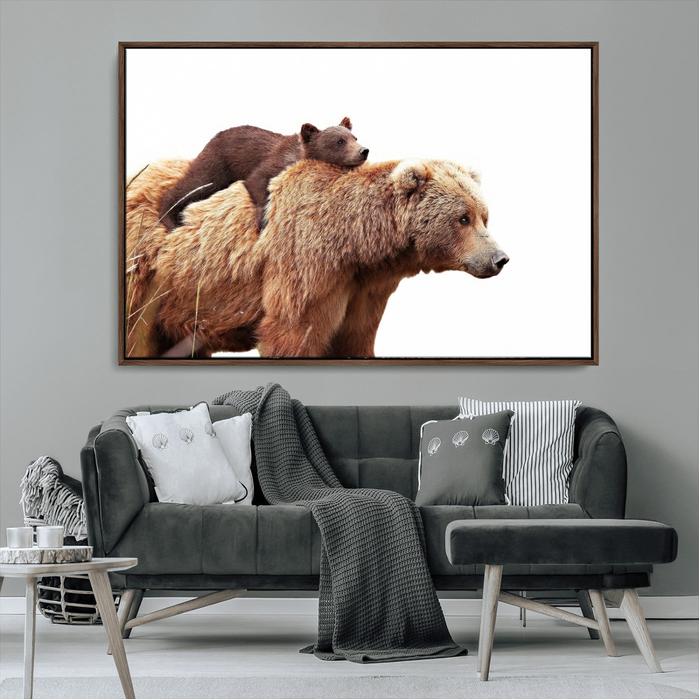 Mother and Baby Bear Canvas Wall Art - Adorable Wildlife