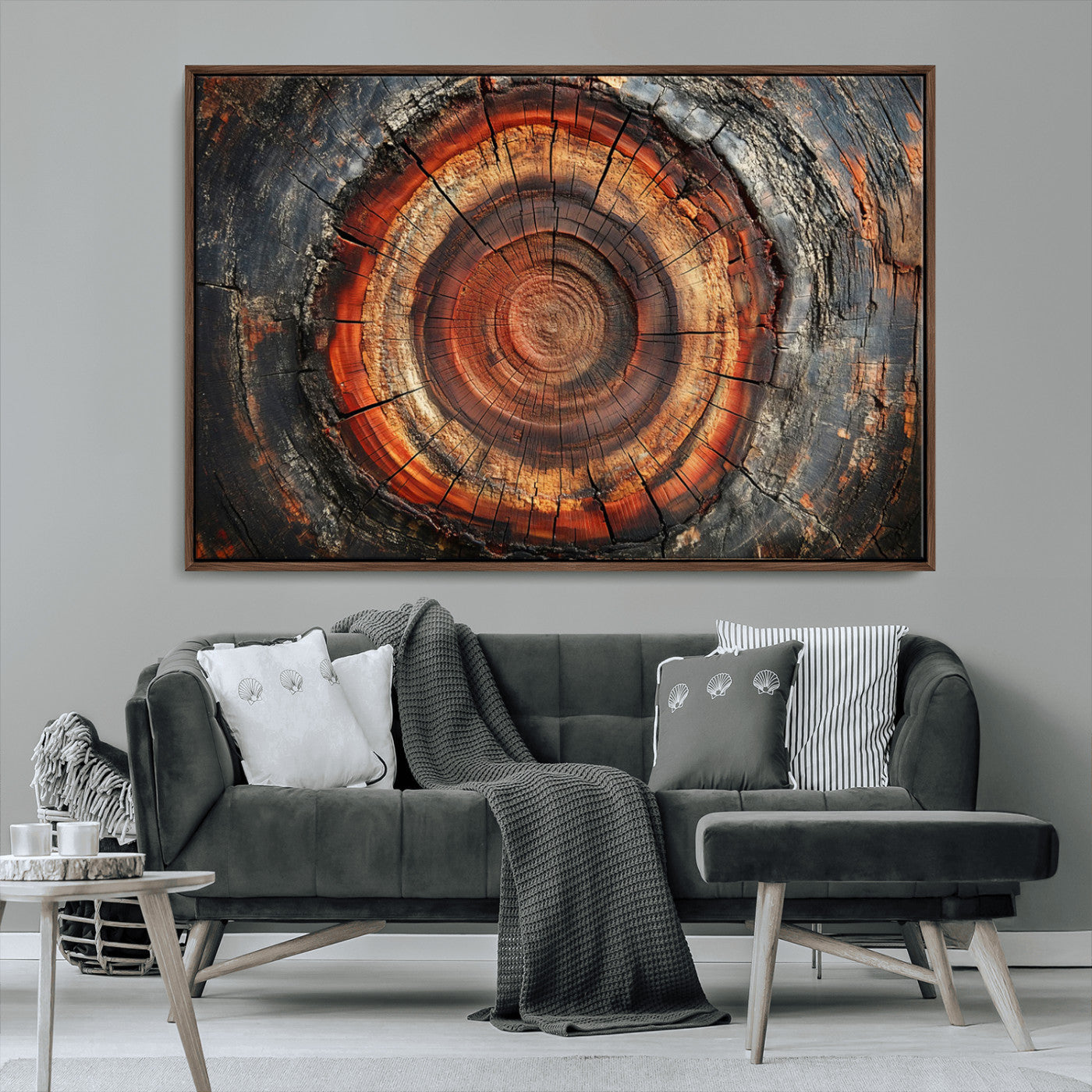Wood Grain Canvas Wall Art - Framed Abstract Tree Ring